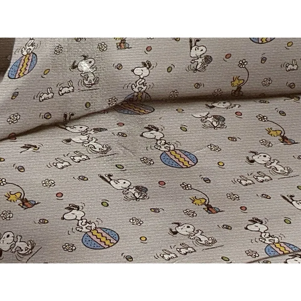 Peanuts Snoopy Easter Egg Bunny Floral QUEEN‎ Sz Sheet Set Soft Grey NEW